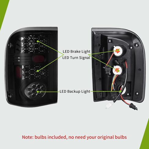 AUTOSAVER88 LED Tail Lights Compatible with Ford Ranger 2001 2002 2003 2004 2005, Tail Lamps Black Smoke Replacement Assembly Left + Right Pair in Saudi Arabia