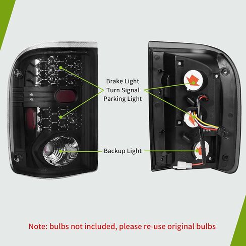 مصابيح خلفية LED AUTOSAVER88 متوافقة مع Ford Ranger 2001 2002 2003 2004 2005، مصابيح خلفية مجموعة استبدال الدخان الأسود زوج يسار + يمين in Saudi Arabia
