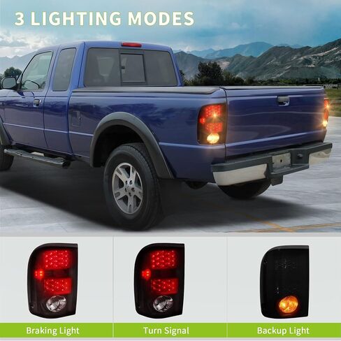 مصابيح خلفية LED AUTOSAVER88 متوافقة مع Ford Ranger 2001 2002 2003 2004 2005، مصابيح خلفية مجموعة استبدال الدخان الأسود زوج يسار + يمين in Saudi Arabia