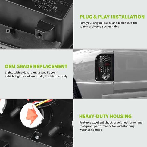 مصابيح خلفية LED AUTOSAVER88 متوافقة مع Ford Ranger 2001 2002 2003 2004 2005، مصابيح خلفية مجموعة استبدال الدخان الأسود زوج يسار + يمين in Saudi Arabia