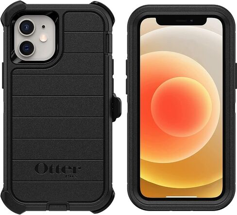 حافظة متينة من سلسلة OtterBox Defender بدون شاشة وحافظة بمشبك حزام لهاتف iPhone 12 Mini (NOT 12/Pro/Pro Max) عبوة غير مخصصة للبيع بالتجزئة - أسود - مع حماية ميكروبية in Kuwait
