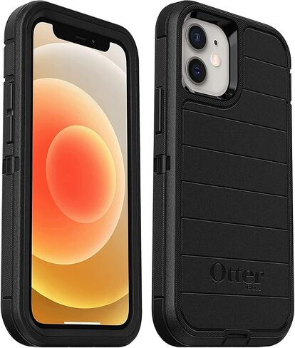 حافظة متينة من سلسلة OtterBox Defender بدون شاشة وحافظة بمشبك حزام لهاتف iPhone 12 Mini (NOT 12/Pro/Pro Max) عبوة غير مخصصة للبيع بالتجزئة - أسود - مع حماية ميكروبية in Kuwait
