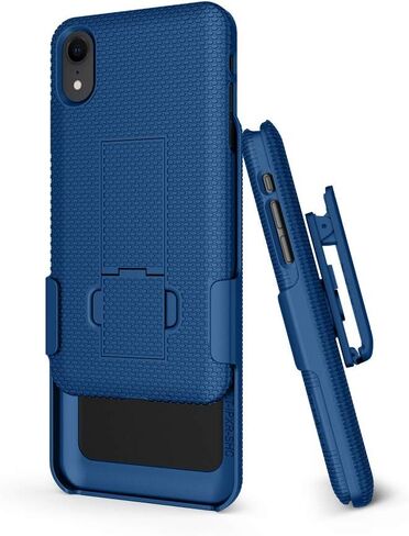 حافظة BELTRON مع مشبك حزام لهاتف iPhone XR، حافظة منزلقة بمشبك حزام واقٍ نحيف (مجموعة الهيكل/الحافظة) مع مسند مدمج - (أسود) in Kuwait