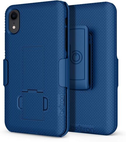 حافظة BELTRON مع مشبك حزام لهاتف iPhone XR، حافظة منزلقة بمشبك حزام واقٍ نحيف (مجموعة الهيكل/الحافظة) مع مسند مدمج - (أسود) in Kuwait