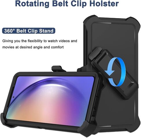for Samsung Galaxy A54 5G Case with Belt Clip Holster, 2X Screen Protector, Heavy Duty Military Grade Full Body Shockproof Rugged Protective Cover for Samsung Galaxy A54 (Black) in Saudi Arabia