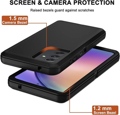 for Samsung Galaxy A54 5G Case with Belt Clip Holster, 2X Screen Protector, Heavy Duty Military Grade Full Body Shockproof Rugged Protective Cover for Samsung Galaxy A54 (Black) in Saudi Arabia