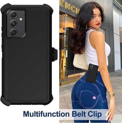 for Samsung Galaxy A54 5G Case with Belt Clip Holster, 2X Screen Protector, Heavy Duty Military Grade Full Body Shockproof Rugged Protective Cover for Samsung Galaxy A54 (Black) in Saudi Arabia