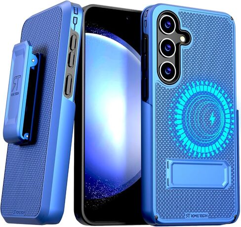 حافظة بمشبك حزام Rome Tech لهاتف Samsung Galaxy S24 Ultra (2024) متوافقة مع MagSafe غطاء هاتف منزلق مغناطيسي شديد التحمل مع مسند لهاتف Galaxy S24 Ultra - أسود in Kuwait