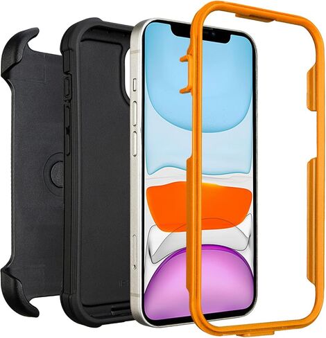 for Defender iPhone 11 Case with Clip,for Holster iPhone 11 Case with Kickstand,for Heavy Duty iPhone 11 Phone Case Rugged 2 Layers of Sturdy,Anti-Drop for Phone Case iPhone 11 Case Protective(Black) in Kuwait