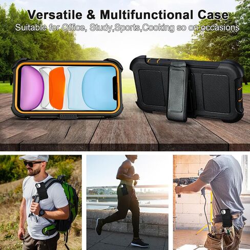 for Defender iPhone 11 Case with Clip,for Holster iPhone 11 Case with Kickstand,for Heavy Duty iPhone 11 Phone Case Rugged 2 Layers of Sturdy,Anti-Drop for Phone Case iPhone 11 Case Protective(Black) in Kuwait