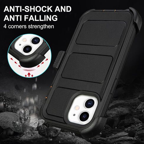 for Defender iPhone 11 Case with Clip,for Holster iPhone 11 Case with Kickstand,for Heavy Duty iPhone 11 Phone Case Rugged 2 Layers of Sturdy,Anti-Drop for Phone Case iPhone 11 Case Protective(Black) in Kuwait