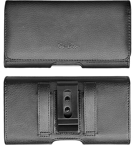 De-Bin Holster for iPhone 13 Pro Max, 12 Pro Max, 11 Pro Max, Xs Max, 8 Plus – Premium Leather Cell Phone Case with Belt Clip Built-in Card Holder Pouch Cover Fits iPhone with Otterbox Case on Black in Saudi Arabia