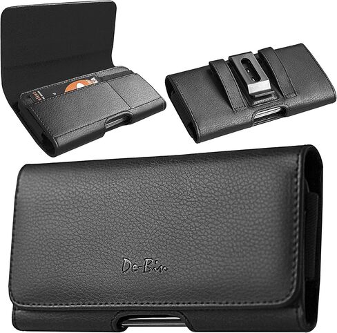 De-Bin Holster for iPhone 13 Pro Max, 12 Pro Max, 11 Pro Max, Xs Max, 8 Plus – Premium Leather Cell Phone Case with Belt Clip Built-in Card Holder Pouch Cover Fits iPhone with Otterbox Case on Black in Saudi Arabia