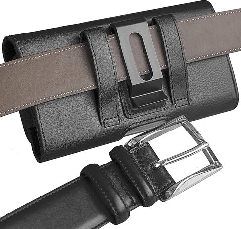 De-Bin Holster for iPhone 13 Pro Max, 12 Pro Max, 11 Pro Max, Xs Max, 8 Plus – Premium Leather Cell Phone Case with Belt Clip Built-in Card Holder Pouch Cover Fits iPhone with Otterbox Case on Black in Saudi Arabia