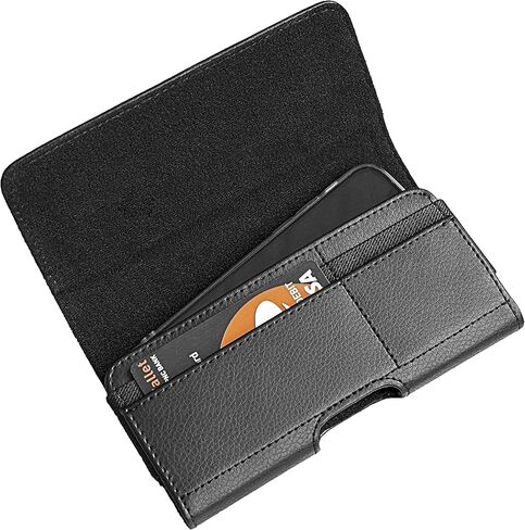 De-Bin Holster for iPhone 13 Pro Max, 12 Pro Max, 11 Pro Max, Xs Max, 8 Plus – Premium Leather Cell Phone Case with Belt Clip Built-in Card Holder Pouch Cover Fits iPhone with Otterbox Case on Black in Saudi Arabia