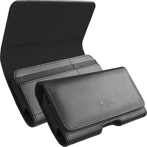 De-Bin Holster for iPhone 13 Pro Max, 12 Pro Max, 11 Pro Max, Xs Max, 8 Plus – Premium Leather Cell Phone Case with Belt Clip Built-in Card Holder Pouch Cover Fits iPhone with Otterbox Case on Black in Saudi Arabia