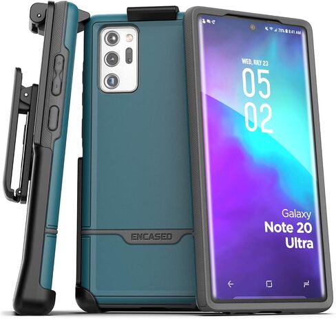 Encased Galaxy Note 20 Ultra Belt Clip Protective Holster Case (2020 Rebel Armor) Heavy Duty Rugged Full Body Cover with Holder for Samsung Note 20 Ultra (Black) in Saudi Arabia
