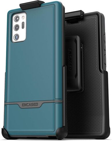 Encased Galaxy Note 20 Ultra Belt Clip Protective Holster Case (2020 Rebel Armor) Heavy Duty Rugged Full Body Cover with Holder for Samsung Note 20 Ultra (Black) in Saudi Arabia