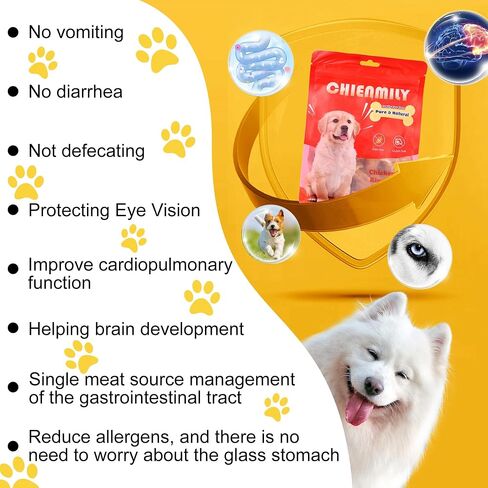 شرائح دجاج متشنجة من Chienmily Dog Treats، مضغ جرو طبيعي تمامًا من الدرجة البشرية، للكلاب الصغيرة والمتوسطة والكبيرة، 11.6 أونصة in Kuwait