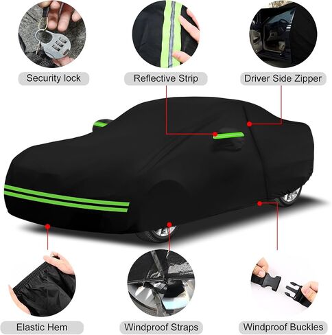 Waterproof Car Cover Replace for 2016-2022 Fiat 124 Spider, 210T &Cotton Liner All Weather Car Cover with Zipper Door for Snow Rain Dust Hail Protection in Saudi Arabia