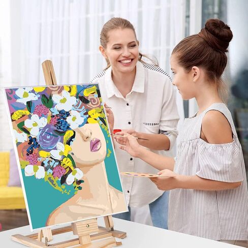 طلاء VAVCASE بالأرقام مع صندوق هدايا، 16 بوصة عرض × 20 لتر رسم قماشي، فرش طلاء، صبغة أكريليك (زهرة) in Saudi Arabia