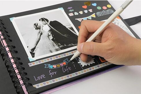 Scrapbook Photo Album 60 Black Pages Scrap Book Memory Book 6 x 8.5 inch Guest Book Scrapbook Album Accessories with Corner Stickers for Baby Shower, Wedding, Travelling Pink in Saudi Arabia
