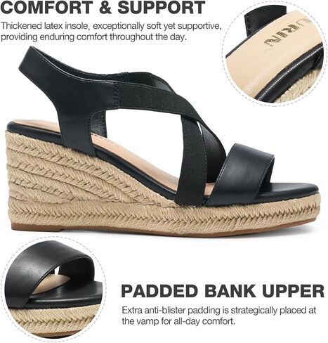 ZURIN إمرأة مفتوح اصبع القدم رياضة قماشية متأنق منصة الصنادل مرونة الكاحل حزام مريح أسافين صنادل كاجوال in Kuwait