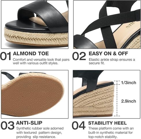 ZURIN إمرأة مفتوح اصبع القدم رياضة قماشية متأنق منصة الصنادل مرونة الكاحل حزام مريح أسافين صنادل كاجوال in Kuwait