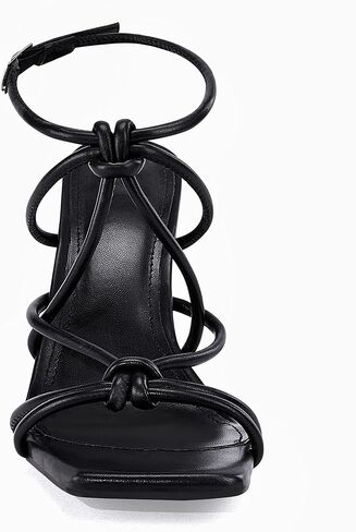 Coutgo Womens Strappy Heels Sandals Kitten Heeled Square Toe Ankle Strap Buckle Gladiator Stilettos Dress Party Shoes in Saudi Arabia