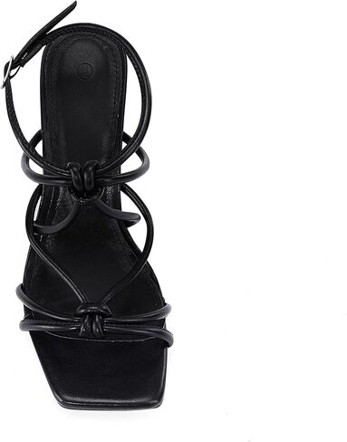 Coutgo Womens Strappy Heels Sandals Kitten Heeled Square Toe Ankle Strap Buckle Gladiator Stilettos Dress Party Shoes in Saudi Arabia