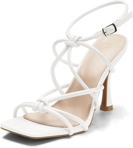Coutgo Womens Strappy Heels Sandals Kitten Heeled Square Toe Ankle Strap Buckle Gladiator Stilettos Dress Party Shoes in Saudi Arabia