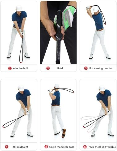 Dapuly Golf Swing Training Aid Rope, Portable Golf Swing Trainer Training Adjustable Handle Golf Posture Movement Correction Indoor Golf Training Equipment for Golf Club Beginners in Saudi Arabia
