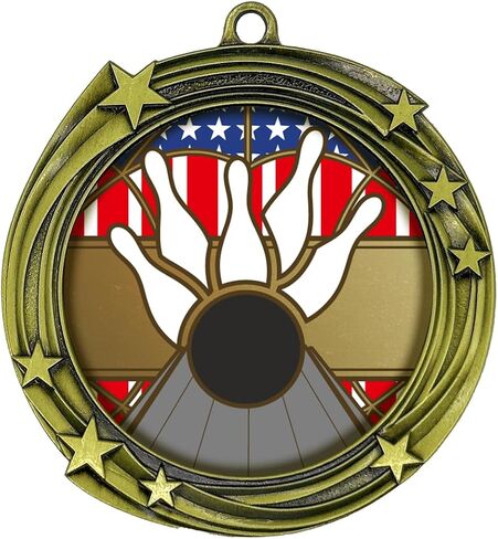 Bowling Swirling Stars Design Medal - 1st, 2nd, 3rd Place in Saudi Arabia
