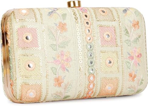 Hand Crafted Designer Box Clutch For Women, Zari Embroidery Clutch For Women/Hand Clutch For Women in Saudi Arabia