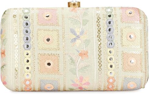 Hand Crafted Designer Box Clutch For Women, Zari Embroidery Clutch For Women/Hand Clutch For Women in Saudi Arabia