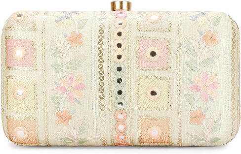 Hand Crafted Designer Box Clutch For Women, Zari Embroidery Clutch For Women/Hand Clutch For Women in Saudi Arabia
