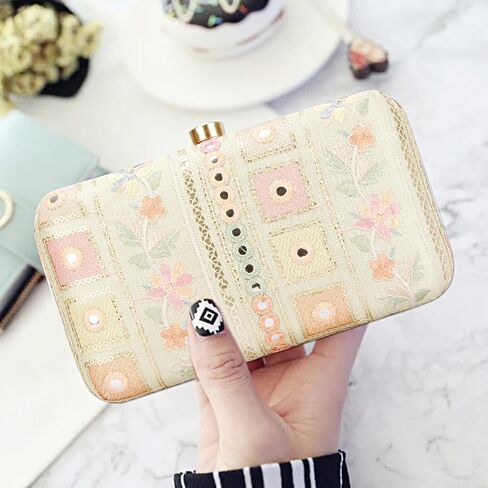 Hand Crafted Designer Box Clutch For Women, Zari Embroidery Clutch For Women/Hand Clutch For Women in Saudi Arabia