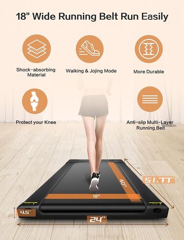 RHYTHM FUN Walking Pad, Treadmill Under Desk with Wide Belt 2.5HP Portable Walking Treadmill Under Desk for Home and Office, Installation-Free Standing Desk Treadmill with Remote Control (Black) in Saudi Arabia