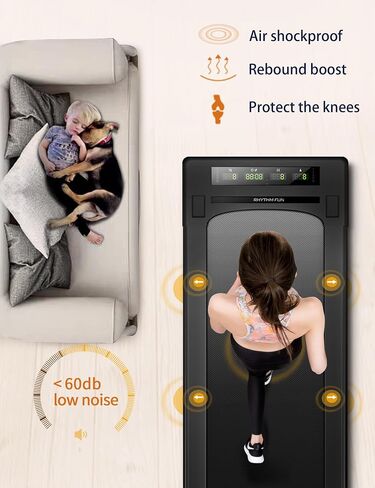 RHYTHM FUN Walking Pad, Treadmill Under Desk with Wide Belt 2.5HP Portable Walking Treadmill Under Desk for Home and Office, Installation-Free Standing Desk Treadmill with Remote Control (Black) in Saudi Arabia