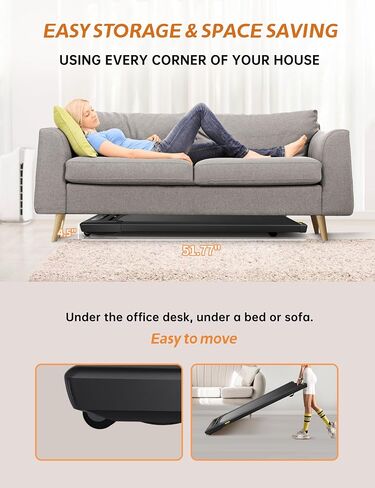 RHYTHM FUN Walking Pad, Treadmill Under Desk with Wide Belt 2.5HP Portable Walking Treadmill Under Desk for Home and Office, Installation-Free Standing Desk Treadmill with Remote Control (Black) in Saudi Arabia