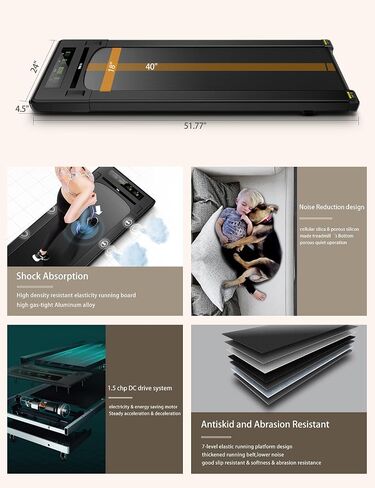 RHYTHM FUN Walking Pad, Treadmill Under Desk with Wide Belt 2.5HP Portable Walking Treadmill Under Desk for Home and Office, Installation-Free Standing Desk Treadmill with Remote Control (Black) in Saudi Arabia