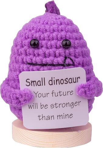 MuMyer Handmade Emotional Support Animal Car Ornament, Cute Animal Knitting Doll Gift, Funny Crochet Animal Doll Car Dashboard Decoration with Wooden Base for Car Home Office(Purple) in Saudi Arabia