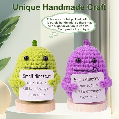 MuMyer Handmade Emotional Support Animal Car Ornament, Cute Animal Knitting Doll Gift, Funny Crochet Animal Doll Car Dashboard Decoration with Wooden Base for Car Home Office(Purple) in Kuwait