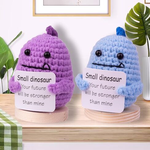 MuMyer Handmade Emotional Support Animal Car Ornament, Cute Animal Knitting Doll Gift, Funny Crochet Animal Doll Car Dashboard Decoration with Wooden Base for Car Home Office(Purple) in Saudi Arabia