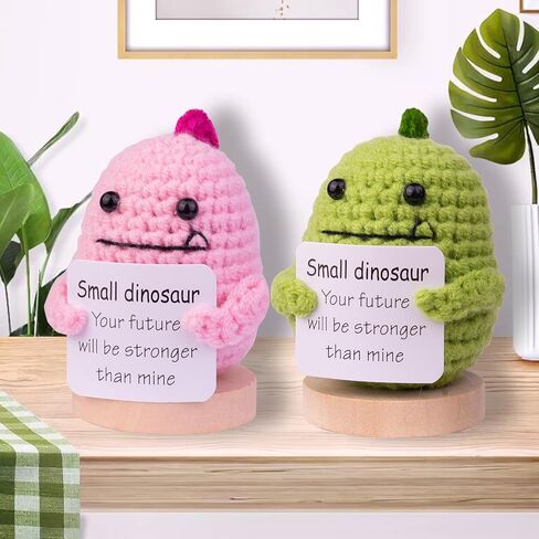 MuMyer Handmade Emotional Support Animal Car Ornament, Cute Animal Knitting Doll Gift, Funny Crochet Animal Doll Car Dashboard Decoration with Wooden Base for Car Home Office(Purple) in Kuwait