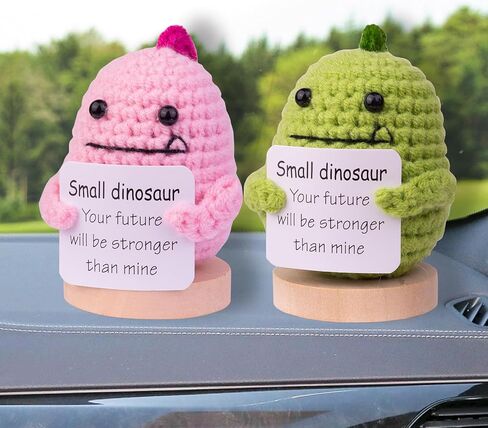 MuMyer Handmade Emotional Support Animal Car Ornament, Cute Animal Knitting Doll Gift, Funny Crochet Animal Doll Car Dashboard Decoration with Wooden Base for Car Home Office(Purple) in Kuwait