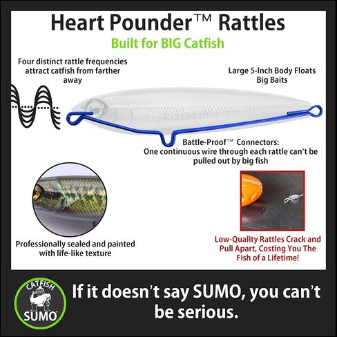 Heart Pounder Catfish Rattling Line Float Lure for Catfishing, Demon Dragon Style Peg for Brute Size Baits, 5 inch, 3-Pack in Saudi Arabia