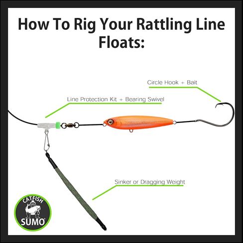 Heart Pounder Catfish Rattling Line Float Lure for Catfishing, Demon Dragon Style Peg for Brute Size Baits, 5 inch, 3-Pack in Saudi Arabia