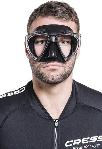 Adult Dive Mask with Inclined Lens, Lateral Visibility, and Silicone Skirt for Scuba Diving - Penta+: Made in Italy in Saudi Arabia