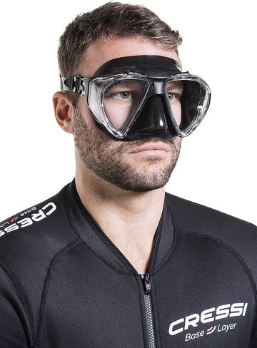 Adult Dive Mask with Inclined Lens, Lateral Visibility, and Silicone Skirt for Scuba Diving - Penta+: Made in Italy in Saudi Arabia